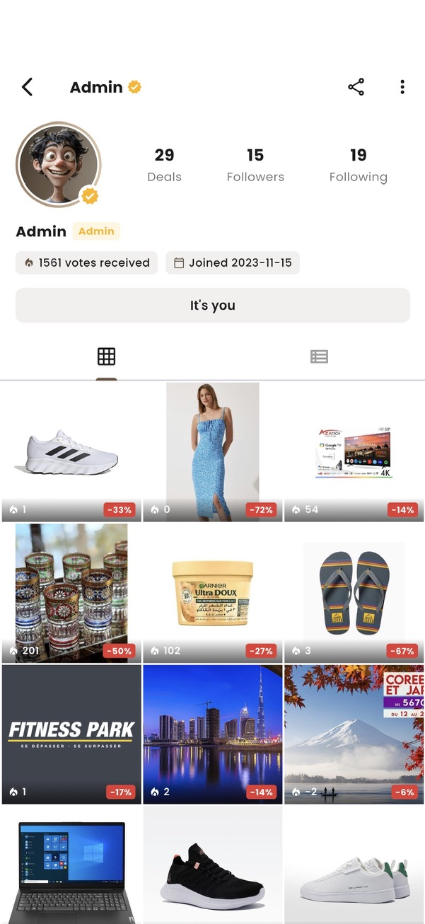 Kayndeal app — profil