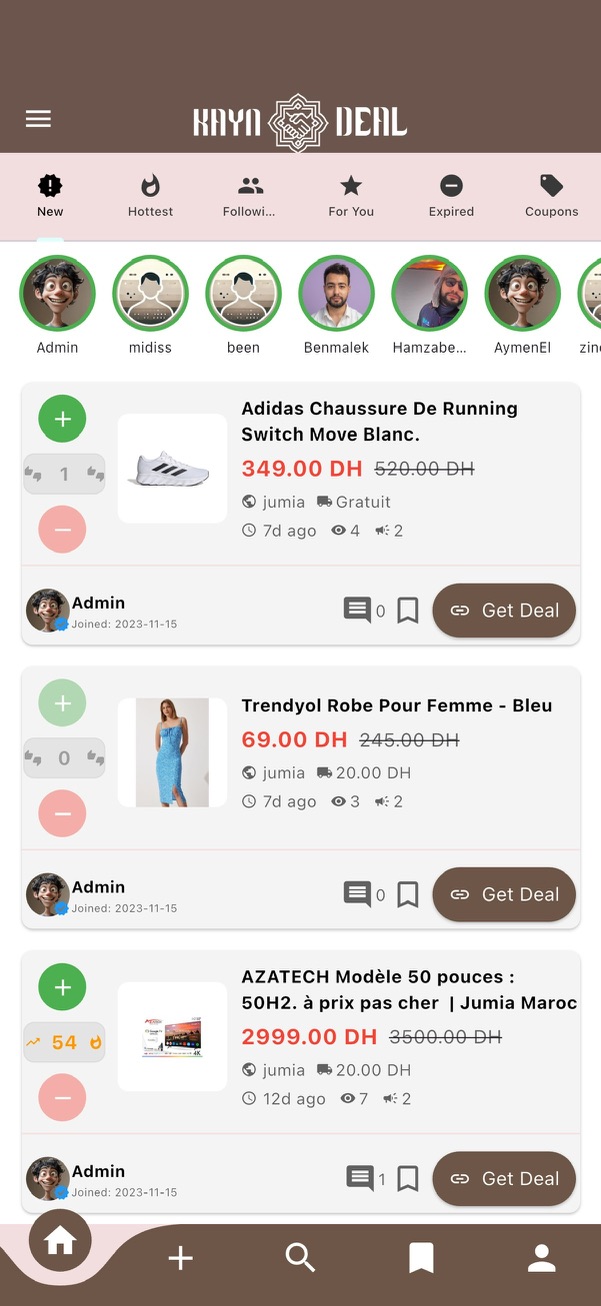 Kayndeal app — feed des deals